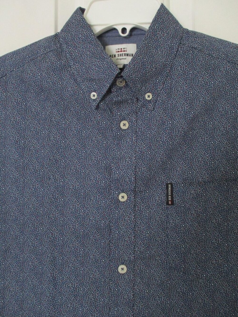 Ben Sherman Mens S/S Blue Cotton Button-down Casual Shirt NWOT - Size Medium